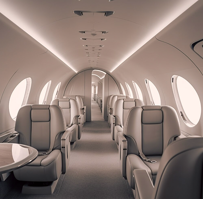Private aircraft cabin interior